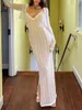 Casual Dresses Women Sexy Lace Maxi Dress 2 Piece Outfits Spaghetti Strap Long Sleeve Tie Up Cardigan Party Clubwear