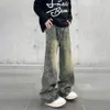 Vintage Flased Dżinsy Mężczyźni szerokie nogi workowate spodnie jesienne moda streetwearu w trudnej sytuacji oryginalna ulica y2k dżinsowe spodnie zima 231229