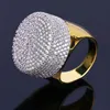 Anillo de oro de Hip Hop para hombre, joyería de moda con hielo, anillos de diamantes de simulación de piedras preciosas de alta calidad para Men264v