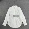 Sashes White Blouse Womens Luxury Formal Shirts Letter Temperament Dress Waist-slimming Shirt Sunscreen Suit Coats SML