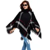 11 november Plus Size dames geruit vest coltrui Cape vleermuismouw gebreide poncho trui 231228