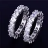 4mm storlek 6-12 1 rad Tenniskedjan Cirkel Big Baguette Cubic Zirconia Ring for Men Women217p