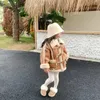 Manteau en peluche pour filles, hauts chauds et décontractés pour enfants, Version coréenne, vêtements d'hiver à la mode, couleurs mélangées, 2023, 231228