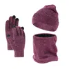 3set Winter Hat Scarf Gloves Three-piece Set Men's Knitted Hat Plus Velvet Winter Woolen Hat Scarf