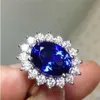 Lady's Blue Sapphire Gemstone 10ktホワイトゴールドフィルドチャームロイヤルウェディングプリンセスケイトダイアナリング