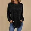 Damesblouses T-shirt Tops Dames Top Lente Herfst Ronde hals Lange mouwen Losvallend Gebreid Elastisch Halve lengte Damesblouse Blusa Feminina