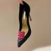 Dess Love Me Pump Rosso Wedding Cystalに包まれたスティレットヒールイブニングシューズデザインレディースハイヒールFactoy Women Shoes Heels Sandals
