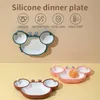 Baby Dish Babyschalen Teller und Löffel Set Krabbe Kawaii Geschirr Essen Silikon Futternapf Rutschfest Babygeschirr Kinderkram 231229