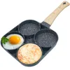 Pannor Fyra-håls stekpanna Gasinduktion Spisen Maifan Stone Plat Bottom Non-Stick Fried Egg Steak Frukost Maker Cookware Tools Tools