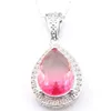 10Pcs Luckyshine 3 Color Optional Women Wedding Party Jewelry Tourmaline Gems Silver Vintage Necklaces Pendants With Chain Sh268a