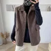 Women's Vests Faux Lamb Wool Vest Coats Women Winter Warm Tanks Plush Thick Waistcoats Korean Sleeveless Jackets Casual Outwear Tops