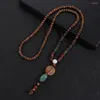 Pendant Necklaces 9 Styles Handmade Nepal Buddhist Bead Horn Fish Necklace Ethnic Vintage Wooden Long Jewelry Luck Gift For Women