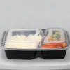 Servis lunch 1000 ml mikrovågsugn med containrar prep säkra engångslådor 2/3 låda måltid 20st förvaringslock fack