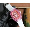 Fantastic designer womenwatch Ladies RM07-02 pink Lady Sapphire wrisrtwatches with box D7PT high quality mechanical movement uhren rubber strap montre ice out luxe