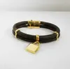 Braccialetti con ciondoli Bracciale con ciondoli Bracciale in pelle Bracciale con lucchetto alla moda Bracciale classico di design di gioielli piatto marrone di marca in metallo per uomini e donne amanti dei gioielli gif