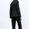 Elegant Slim Blazer jacket Women's Black est Sexy Female Sweetheart neckline Coat Office lady suit Korean INKEO 2O361 231229