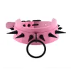 Chokers Fashion Pink Leather Choker Black Spike Necklace For Women Metal Rivet Studded Collar Girls Club Chockers Gothic Acc234e