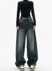 Cintura alta mulheres jeans harajuku vintage bf estilo streetwear allmatch solto moda femme perna larga denim calças 231229