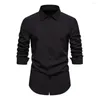 Men's Casual Shirts Simple Men Long Sleeve Shirt Formal Business Style Slim Fit With Soft Buttons For Professional Suit