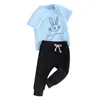 Set di abbigliamento Il mio primo bambino di Pasqua Completi per neonato T-shirt a maniche corte con lettere Top Pantaloni da jogging Abiti estivi per neonati