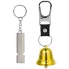 Keychains Bear Bell With Whistle Brass Emergency For Hikers Protection Carabiner