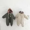 Niño bebé abajo algodón mamelucos sólidos nacido bebé niño niña ropa con capucha traje de nieve mono de invierno espesar cálido outwear 0-24m 231228