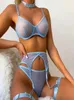 Conjunto de sujetador de encaje Conjunto de ropa interior de malla de mujer Conjunto de lencería sexy transparente de 8 colores Set2342036