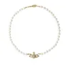 Designer Viviane Westwood Anhänger Western Queen Mutter Temperament Pearl Frauen voller Diamant Saturn Halskette übertrieben Party Colarbone Kette