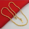 24K Pure Gold 3mm rope chain Necklace Whole Gold color Necklace Fashion Jewelry Popular Chains For Men Punk Party273W