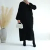 Abbigliamento etnico Abaya Dubai Turchia Tessuto di cotone sgualcito sottile musulmano Abito lungo allentato Donna Preghiera caftano islamico Eid Ramadan Jalabiya