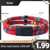 Bracelets de charme Noter Bracelet pour hommes avec corde aimant détachable boucle Wrap Braslet double couche tissu bohème Braclet loisirs Pulseira