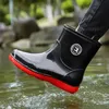 Winter Windproof Cotton Rain Boots Men Warm Light Ankle Rainboots Fashion Black Slip on Rain Shoes Men Waterproof Work Boot 2024 231228