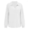 Blouses pour femmes À manches longues tricoté revers femmes Blouse lâche décontracté couleur unie Simple hauts élégant bureau dame vêtements Blusas 30331