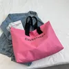Sac fourre-tout d'épicerie pliable en nylon rose, sac de voyage de plage extra large avec fermeture éclair, sacs de courses imperméables pour l'extérieur, FMT-4242