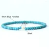 Bracelets de charme Minimaliste 4mm Petit Bracelet en pierre naturelle pour femmes Mignon Star Shell Braslet Perle de noix de coco Bleu Howlite Strand Braclet