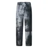 Men's Pants 2024 Spring And Summer Fashion Printing Loose Long Casual Drawstring Elastic Waist Straight Wide Leg Trousers