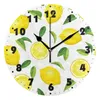 Relojes de pared con estampado de limones, reloj redondo silencioso sin tictac, arte para el hogar, dormitorio, decoración para sala de estar, reloj colgante, escritorio silencioso