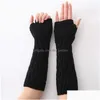 Vingerloze handschoenen Lange winterwarme handschoenen Manchet Gebreide arm met halve vingers Ers Vingerloze wanten Polsmouwen Warmers voor vrouwen Dhgarden Dhs4Z