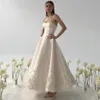Stunning Flower Prom Dresses with Cape Sweetheart Ruffles Ankle Length Formal Evening Party Gown Satin Short A Line vestidos de novia
