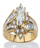 WholeWomen 18K plaqué or diamant irrégulier diamant oeil en forme d'échelle zircon bague de mariage ensemble pour femmes anneaux bijoux F598817061934