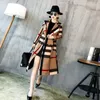 Women's Plaid Coat, Women's Mid Length Korean Version, 2023 Spring and Autumn New Coat, Women's Windbreaker Windbreaker, Women's Slim Fit, Dignified and Atmospheric