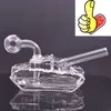 Atacado criativo mini tanque 3D forma narguilé 14mm feminino água dab rig tabaco bong cachimbo com tigela de queimador de óleo de vidro para fumar erva seca