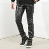 Pantalons pour hommes Hommes Slim Moto Cuir Pu Black Fit Pantalons longs Mode Streetwear Poches Pantalon Party Dance Skinny Bottoms Mâle