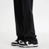 Men's Streetwear Trousers Button Decorate Jeans Fashion Trend Loose Straight Pants Black Color Casual Pants S-2XL 231229