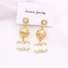 Newest Top Gold Plated Designer Brand Earring Double Letter Pearl Pendant Stud Earrings for Women Wedding Party Jewerlry Accessories