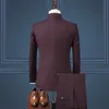 Trajes para hombre conjunto chaqueta pantalones boutique moda stand collar estilo chino slim fit dos piezas boda hombres ropa 231229