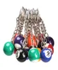 16PCLlot Billiard Ball Ball Bland Key Pierścień okrągły wisiorek kluczyka klęska kluczyka Biżuteria Modna Moda Akcesoria Mixed Color9737011