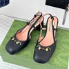 Metal Burekle Designer Buty luksusowe slingback klasyczne sandały na wysokim obcasie impreza 100% skórzane kobiety taniec designerka seksowne obcasy zamszowe dama gruba obcasy buty
