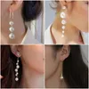 Boucles d'oreilles pendantes en perles pour femmes, longues, élégantes, pour fête de mariage, cristal, fleur, étoile, pompon rond, goutte, bijoux cadeau