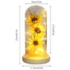 Fiori decorativi Girasole artificiale in cupola di vetro con striscia luminosa a LED Lampada incantata Anniversario Regali romantici per le donne